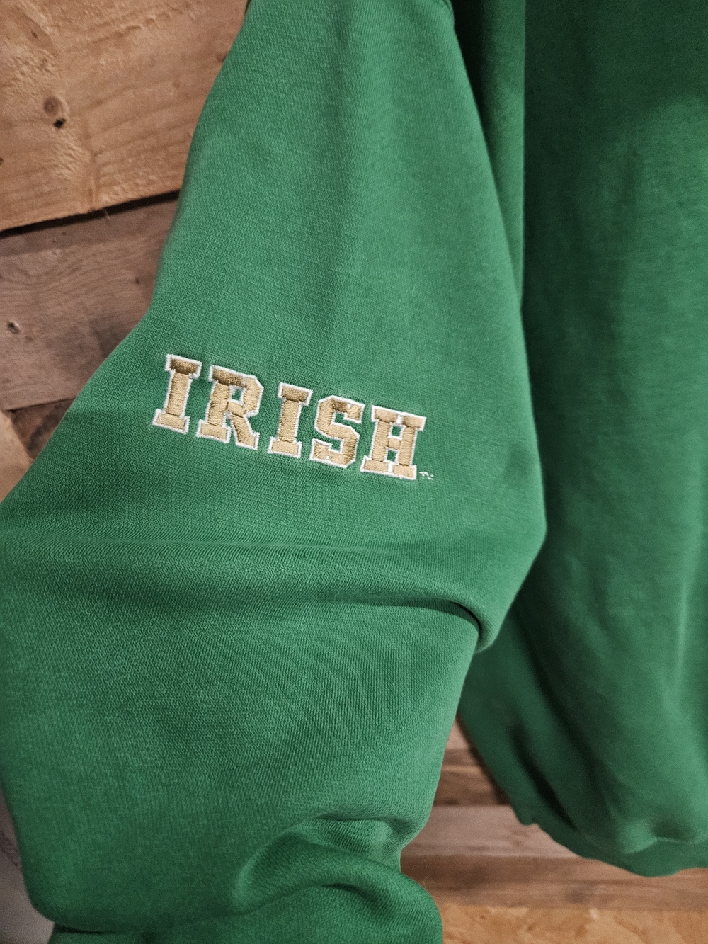 Green Notre Dame Pullover Hoodie with Tan Lining - Picture 6 of 6